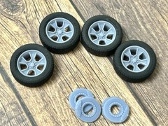 1/24 Scale: 17-inch “1980’s Camaro” model car wheels/tires. Resin; 3D Print