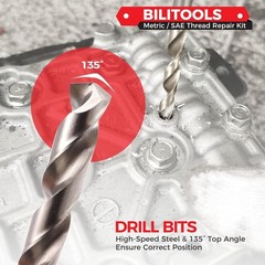 BILITOOLS M6X1.0 Thread Repair Kit, HSS Drill Helicoil Repair Kit Metric