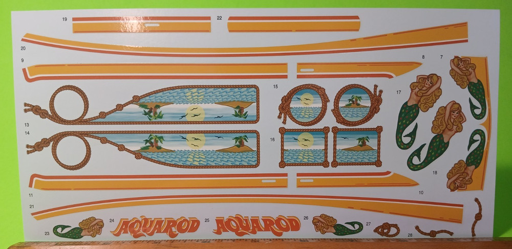 Decal Sheet 1975 Chevy Van Aquarod Race Team 1/25 AMT Custom Mermaid Boat Theme