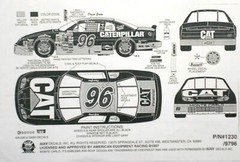 NASCAR DECAL #96 CATERPILLAR 1997 CHEVROLET MONTE CARLO DAVID GREEN SLIXX 1/24