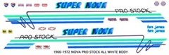 1966 – 72 SUPER Nova Pro Stock Drag 1/18th Scale Waterslide Decals