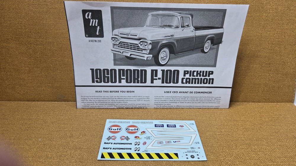 1960 Ford F-100 Pickup DECALS & INSTRUCTIONS 1:25 Scale AMT NEW Model Kit PARTS