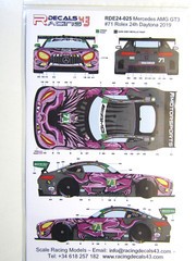 Racing Decals 43 1:24 Scale Merc AMG GT3 #71 Daytona 24Hour 2019 Decal RDE24-025