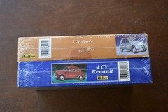 2-Heller 1/43 Scale French 2 CV Citroen and 4V Renault Plastic Model Kits