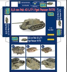 Unimodel 554 1:72 8,8cm Pak 43 L/71 Fgst |Panzer IV /70 Military model kit