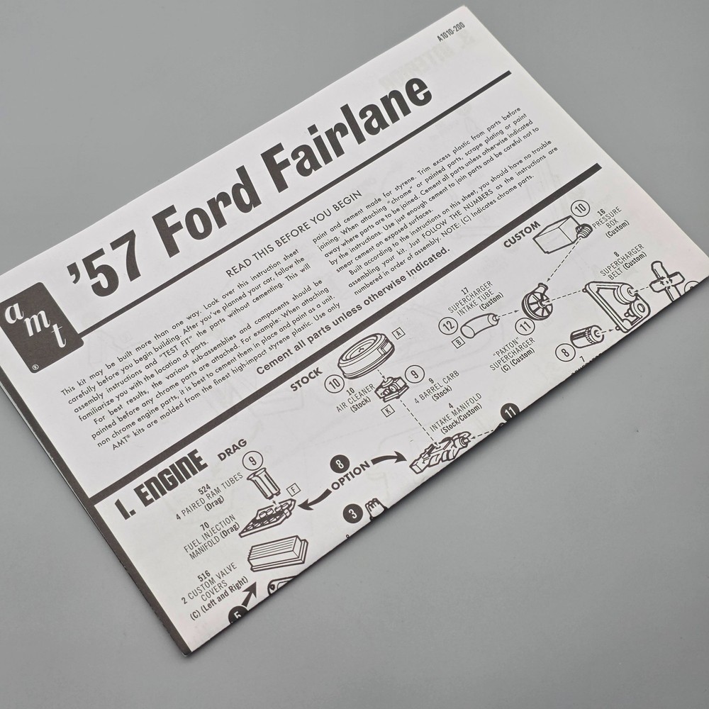 AMT 1010 1/25 57 Ford Fairlane Instruction Sheet Only