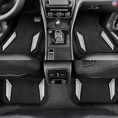 PIC AUTO Rubber Floor Mats, Silver Aluminum Film with Colorful Piping Floor
