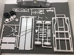 FOB Race Car Tandem Axle TRAILER w Mags 2 Hitch Mounts 1:25 AMT LBR Model Parts