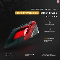 Rear LED Tail Light Assembly, Left Driver Side Outer Brake Tail Lamp, for