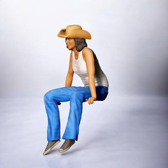 Woman Sitting on Model Cars Tailgate Bench Resin 3d print Unpainted Cowgirl