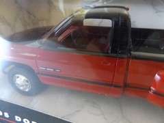 Promo Car 1995 Dodge Ram 3500 Dually Pickup, Red & Black, 1/25 by AMT-ERTL 8045