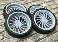 1/24 Resin: 26 Scale-Inch “Forgiato Hades” Style Model Car Wheels/Tires,1/25