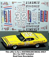 NASCAR DECAL #32 SIMONIZ 1971 DODGE CHARGER DICK BROOKS 1/25 POWERSLIDE