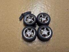 C5 C6 Corvette Chrome Wheels Skinny Tires 2000’s 1/25 Set LOOK