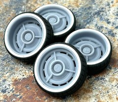 Resin 22 In. “Custom ‘63 Impala” Wheels, W/ One Inch Whitewalls,1/24 1/25 Scale
