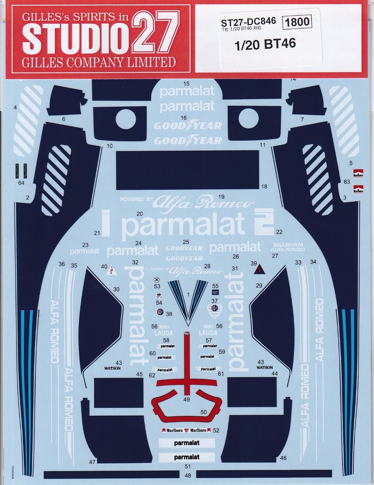 Decals forTamiya 1/20 BRABHAM BT46 Item 20003 from Japan