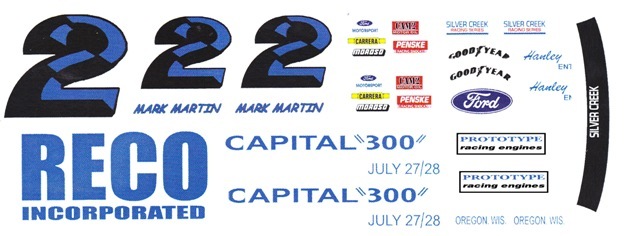 #2 Mark Martin 1987 Ford RECO 1/25th – 1/24th Scale Waterslide Decals