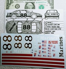 Brand ?? WATER SLIDE DECALS 1/24 NASCAR #88 MARINES Flags We Support Our Troops