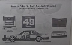 NASCAR DECAL #49 BUDWEISER WINSTON SIX-PACK 1981-82 THUNDERBIRD/ CAMARO B BAKER