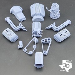 Supercharged Ardun Flathead V8 model engine resin 3D printed 1:24-1:8 scale
