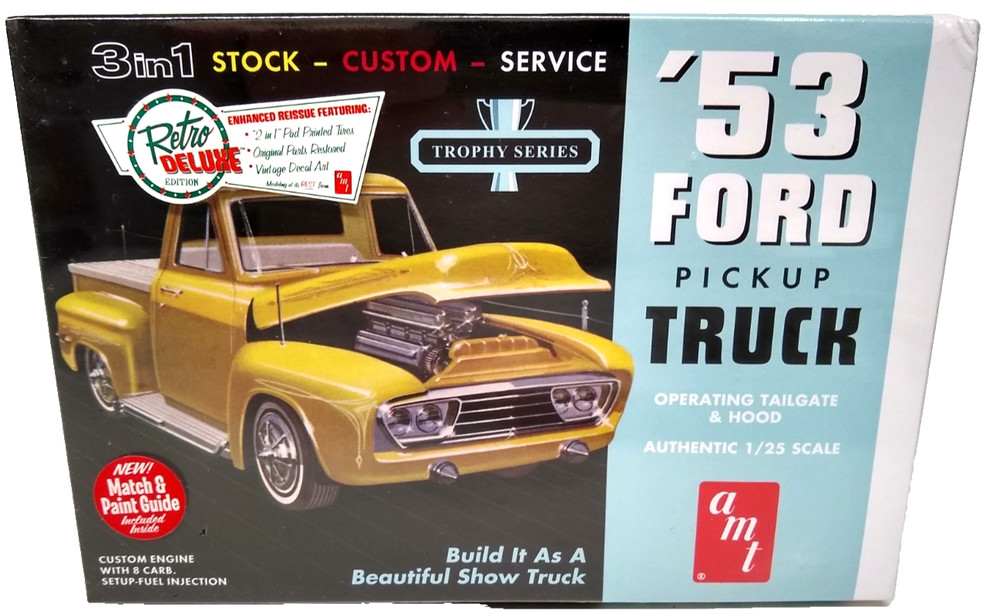 AMT 882 1953 Ford Pickup Truck 3n1 Trophy Series 1/25 Model Retro Deluxe Sealed