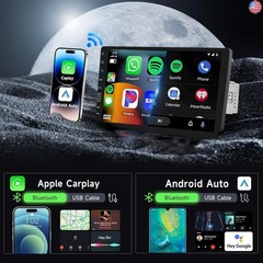 9” Car Stereo Single Din Wireless Carplay Android Auto Touch Screen, Rimoody