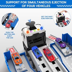 Carrier Truck Race Track Toddlers Toys, Foldable 3 Layer Small, Blue