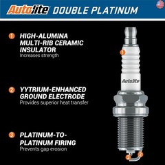 Autolite APP5683 Double Platinum Automotive Replacement Spark Plugs (4 Pack)