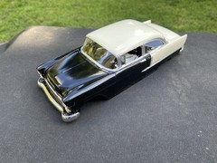 Drag Slot Car Hard Body 1955 Chevy Bel Air, Black/white