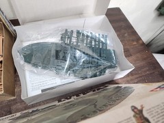 Box of vintage military vehicles models (Lot size 9) Planes Ships Car Tank