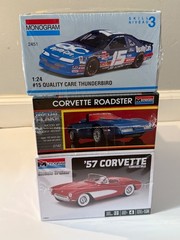 🏁 Lot 3 Monogram Corvette Model Kits 57 Convertible Thunderbird 1:24