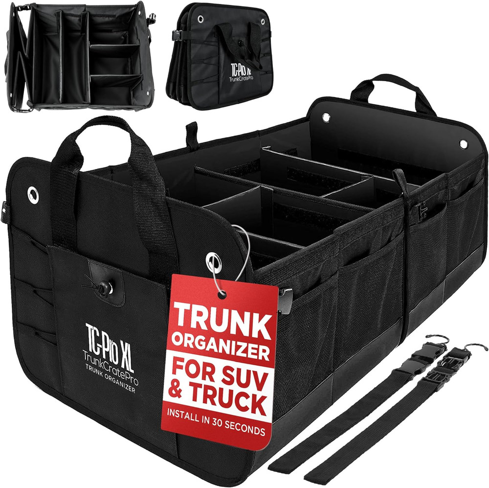 XL Premium SUV, Truck, Car Trunk Organizer with Expandable Compartments – Lightw