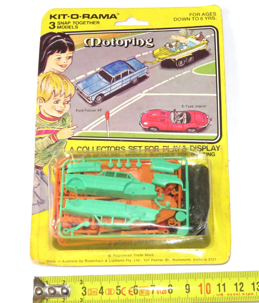 Vintage 1975 Kit-O-Rama Snap Together Models – Motoring, Made in Australia R&L