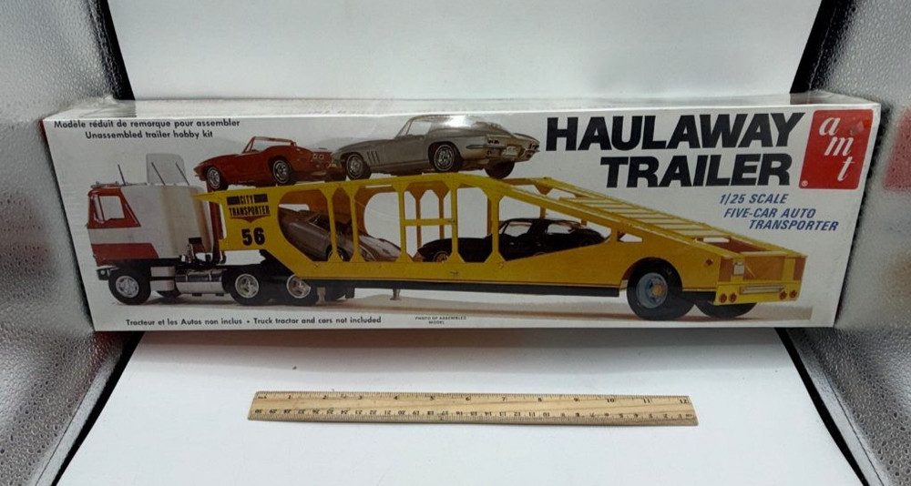 AMT Haulaway Trailer T523 1/25 Scale Five-Car Auto Transporter Model SEALED 1971