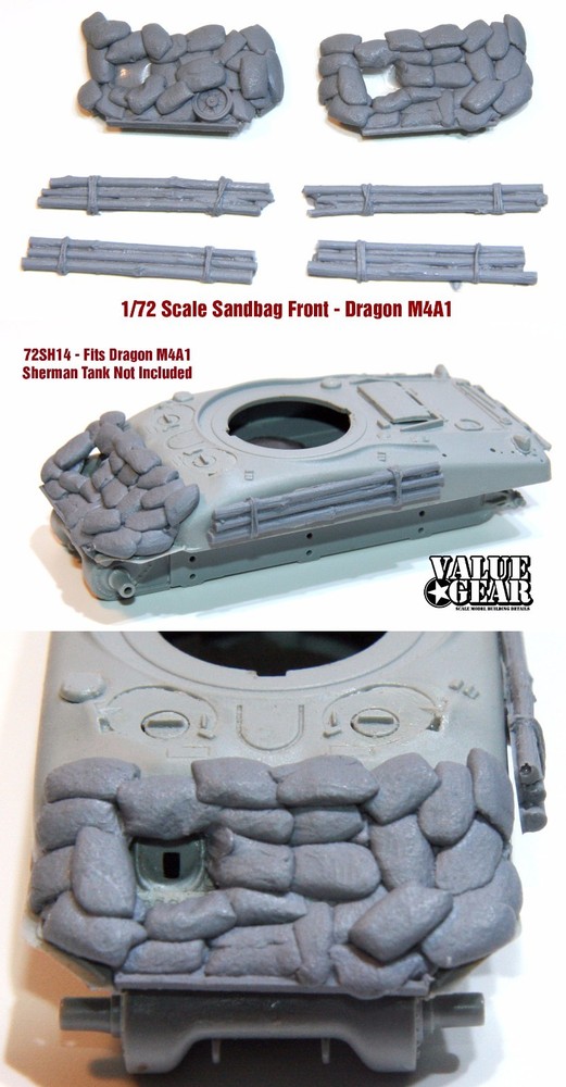 1/72 Sandbag Fronts/Logs For Dragon M4A1 (2 Pack) – Value Gear Resin