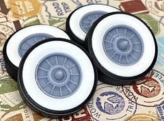 Resin 15-Inch Cadillac Hubcaps W/ Bullets And Wide Whitewalls,1/24 1/25 Scale