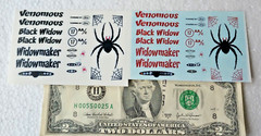 Brand? Scale? Venomous BLACK WIDOW SPIDER Widowmaker WATERSLIDE Decals #17 NHRA