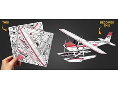 CESSNA 182 FLOATPLANE WHITE & RED STEEL MODEL KIT BY METAL EARTH MMS111