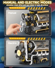 Karei V8 Engine Building Set – 1065 PCS Model Kit with Electric & Manual Modes