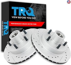 TRQ Front Performance Brake Rotor Drilled Slotted Pair Set for Blazer/Blazer