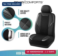 Road Comforts Car Seat Cover Full Set, Leather Mesh Seat Covers, Airbag Compatib