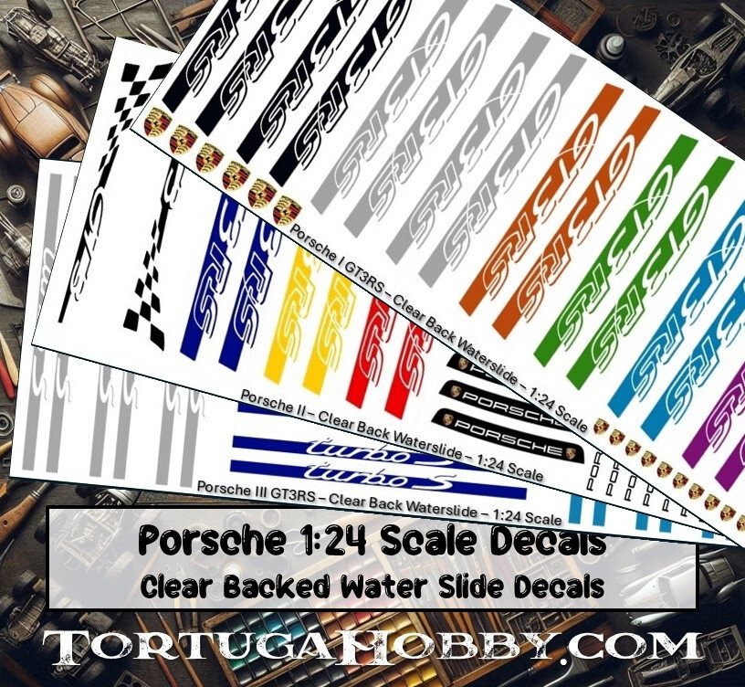 Porsche – Waterslide – 1:24 Scale – Decal Sets Models, Derby or Any Projecct