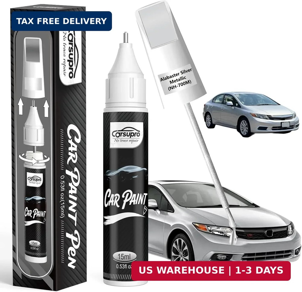 Alabaster Silver Metallic(NH-700M) for Honda Touch Up Paint Pen, 2 in 1 Car Scra
