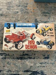 Vintage Lindberg 1/8 Hot Rod Model Kit Red Demon Hot Canary Blue Streak Car 3n1