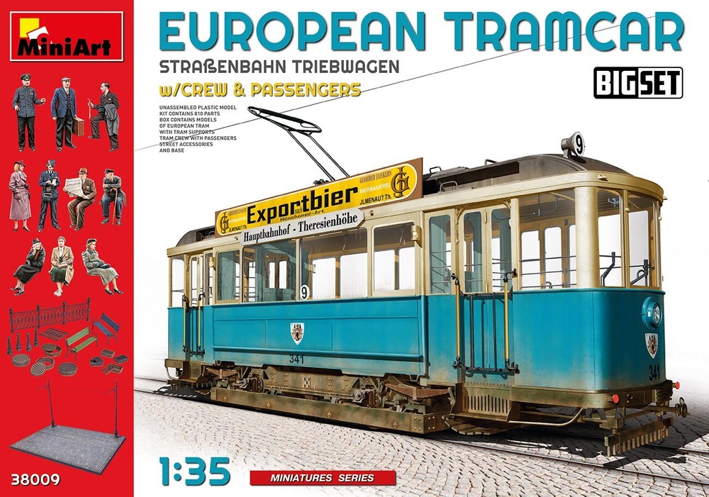 MiniArt 38009 European Tramcar with Crew & Passengers 1/35
