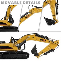 1/40 Scale Diecast Excavator Model Toy 360° Rotating Movable Arm Gift Box Men
