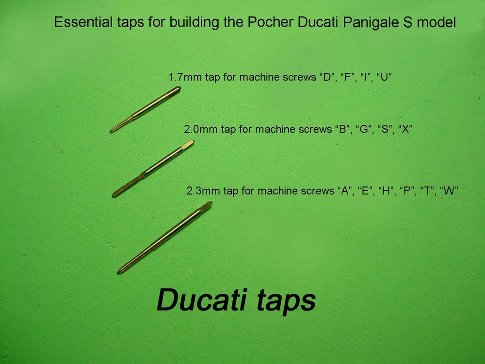 3 ESSENTIAL TAPS for building the Pocher 1/4 Ducati model 1.7mm/2mm/2.3mm