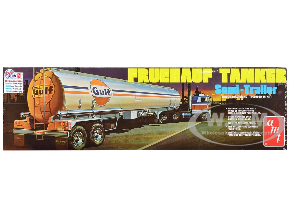 SKILL 3 MODEL KIT FRUEHAUF TANKER TRAILER “GULF OIL” 1/25 SCALE BY AMT AMT1354