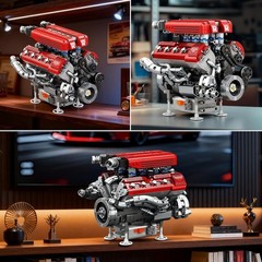 Realistic V8 Engine Model Kit – 1101 PCS Motorized Set with Visible Mechanics