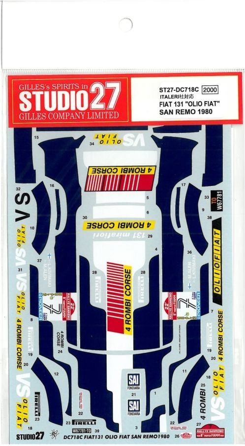 Studio27 1/24 Fiat 131 Olio Fiat SanRemo 1980 Decals